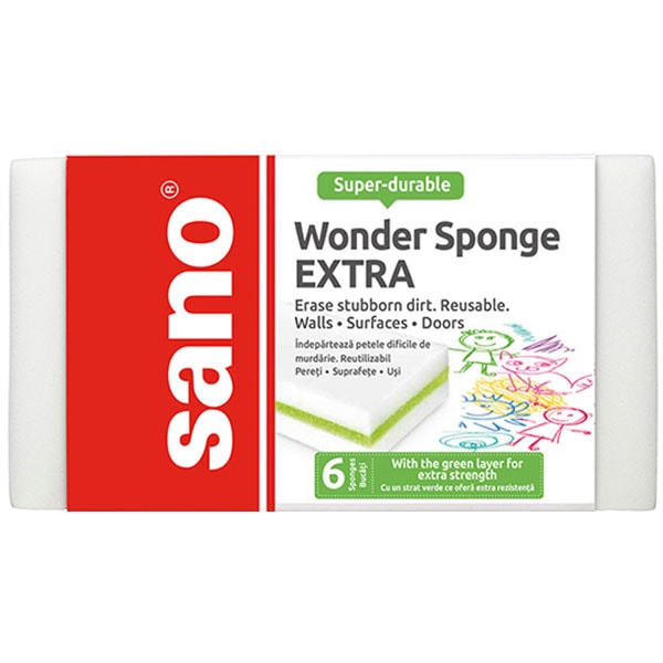Burete Sano Magic EXTRA 7 x 11.5 x 3 cm  6 buc